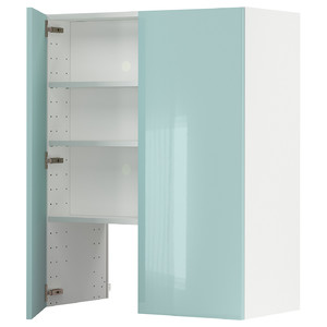 METOD Wall cb f extr hood w shlf/door, white Järsta/high-gloss light turquoise, 80x100 cm