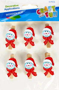 Christmas Wooden Clips Santa 6pcs