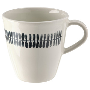 FRIKOSTIG Mug, white/patterned, 34 cl