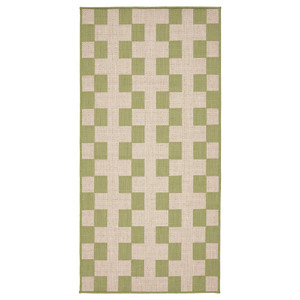 GÅNGSTIG Kitchen mat, flatwoven green/off-white, 80x150 cm