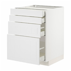 METOD / MAXIMERA Base cab 4 frnts/4 drawers, white/Stensund white, 60x60 cm