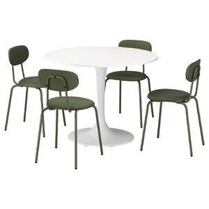 DOCKSTA / ÖSTANÖ Table and 4 chairs, white white/Remmarn deep green, 103 cm