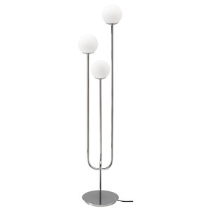 SIMRISHAMN Floor lamp, chrome-plated/opal white glass