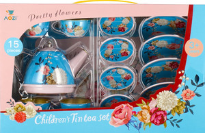 Children's Tin Tea Set Pretty Flowers 3+