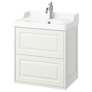 TÄNNFORSEN / RUTSJÖN Wash-stnd w drawers/wash-basin/tap, white, 62x49x74 cm