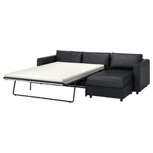 VIMLE 3-seat sofa-bed with chaise longue, Grann/Bomstad black