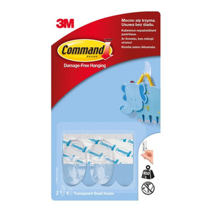 3M Command Transparent Small Hooks, Pack of 2