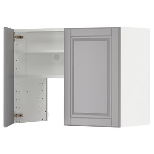 METOD Wall cb f extr hood w shlf/door, white/Bodbyn grey, 80x60 cm