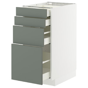 METOD / MAXIMERA Base cab 4 frnts/4 drawers, white/Nickebo matt grey-green, 40x60 cm