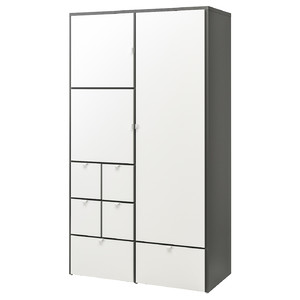 VISTHUS Wardrobe, grey/white, 122x59x216 cm