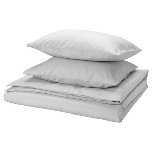 PILTANDVINGE Duvet cover and 2 pillowcases, grey, 200x200/50x60 cm