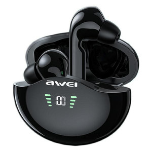 Awei Earphones Bluetooth 5.1 T12P TWS with Dock, black