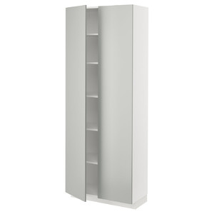 METOD High cabinet with shelves, white/Havstorp light grey, 80x37x200 cm