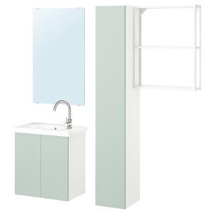 ENHET Bathroom, white/pale grey-green, 64x33x65 cm