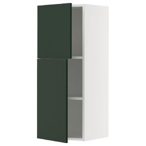 METOD Wall cabinet with shelves/2 doors, white/Havstorp deep green, 40x100 cm