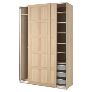 PAX / BERGSBO Wardrobe, white stained oak effect/white stained oak effect, 150x66x236 cm