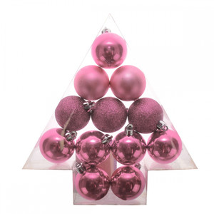 Christmas Baubles Set 4cm 12pcs, pink