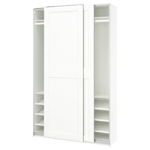 PAX / GRIMO Wardrobe with sliding doors, white/white, 150x43x236 cm