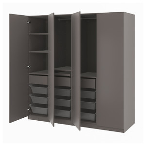 PAX / FORSAND Wardrobe combination, dark grey/dark grey, 200x60x201 cm