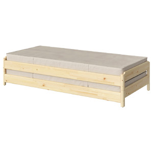 UTÅKER Stackable bed with 2 mattresses, pine/Vannareid firm, 80x200 cm