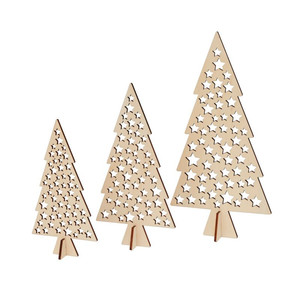 Christmas Decoration Set of 3 Wooden Christmas Trees