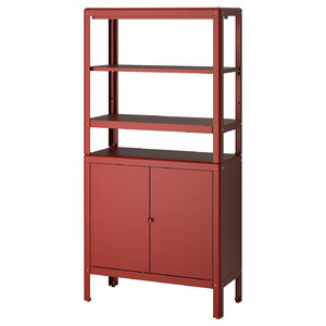 KOLBJÖRN Shelving unit with cabinet, brown-red, 80x37x161 cm