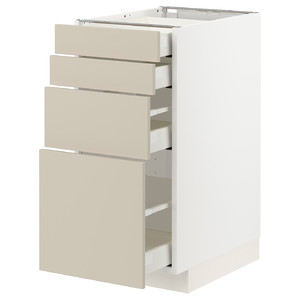 METOD / MAXIMERA Base cab 4 frnts/4 drawers, white/Havstorp beige, 40x60 cm