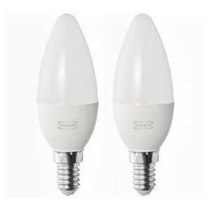 SOLHETTA LED bulb E14 470 lumen, chandelier/opal white, 2 pack