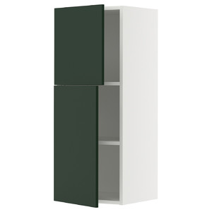 METOD Wall cabinet with shelves/2 doors, white/Havstorp deep green, 40x100 cm