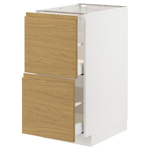 METOD / MAXIMERA Base cb 2 fronts/2 high drawers, white/Voxtorp oak effect, 40x60 cm