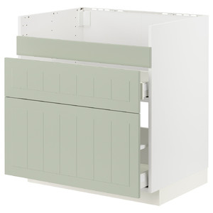 METOD / MAXIMERA Base cb f HAVSEN snk/3 frnts/2 drws, white/Stensund light green, 80x60 cm