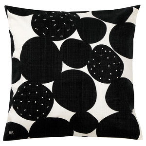 SANDSENAP Cushion cover, black/white handmade, 50x50 cm