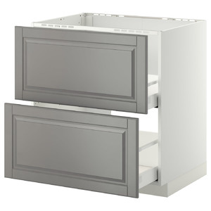 METOD/MAXIMERA Base cab f sink+2 fronts/2 drawers, white, Bodbyn grey, 80x60 cm