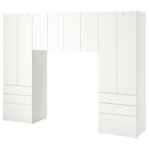 SMÅSTAD / PLATSA Storage combination, white/white, 240x42x181 cm