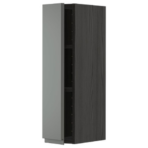 METOD Wall cabinet with shelves, black/Voxtorp dark grey, 20x80 cm