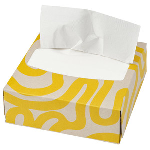 GROPLÖJA Paper napkin, patterned yellow/light brown, 16x32 cm