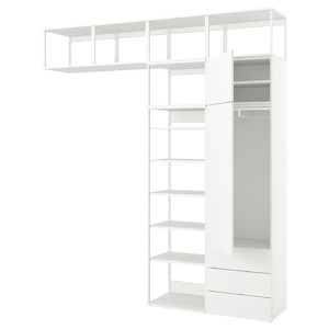 PLATSA Wardrobe with 2 doors+3 drawers, white/Fonnes white, 240x42x261 cm