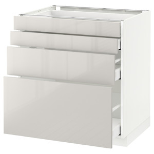 METOD/MAXIMERA Base cab 4 frnts/4 drawers, white/Ringhult light grey, 80x61.8x88 cm