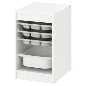 TROFAST Storage combination with box/trays, white grey/white, 34x44x56 cm