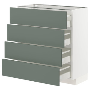 METOD / MAXIMERA Base cab 4 frnts/4 drawers, white/Bodarp grey-green, 80x37 cm