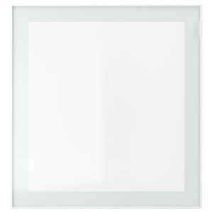 GLASSVIK Glass door, white/light green clear glass, 60x64 cm