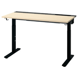 MITTZON Desk, birch veneer/black, 120x60 cm