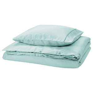 GUCKUSKO Duvet cover and pillowcase, light turquoise, 150x200/50x60 cm