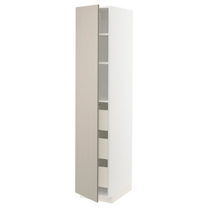 METOD / MAXIMERA High cabinet with drawers, white/Stensund beige, 40x60x200 cm