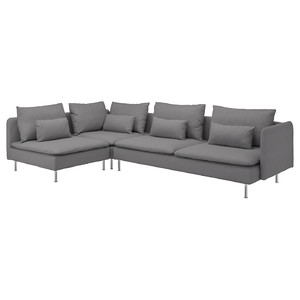 SÖDERHAMN Corner sofa, 4-seat, with open end/Tonerud grey