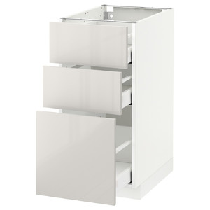 METOD / MAXIMERA Base cabinet with 3 drawers, white, Ringhult light grey, 40x60 cm