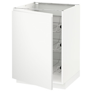 METOD Base cabinet with wire baskets, white/Voxtorp matt white, 60x60 cm