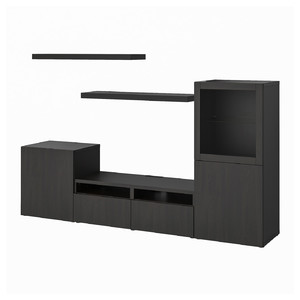 BESTÅ / LACK TV storage combination, black-brown, 240x42x129 cm