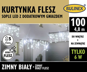 Christmas Curtain Lights In-/Outdoor 100 LED 4.8m, icicles, flash, white