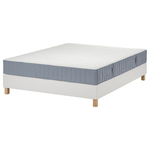 LYNGÖR Divan bed, Valevåg medium firm/light blue white, 180x200 cm